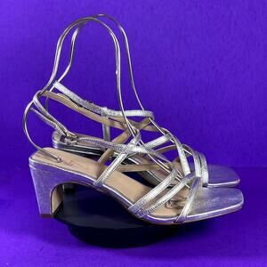27 EDIT Naturalizer Sliver Metallic Iryna Strappy Heeled Sandal Shoe Size 8-NEW‎